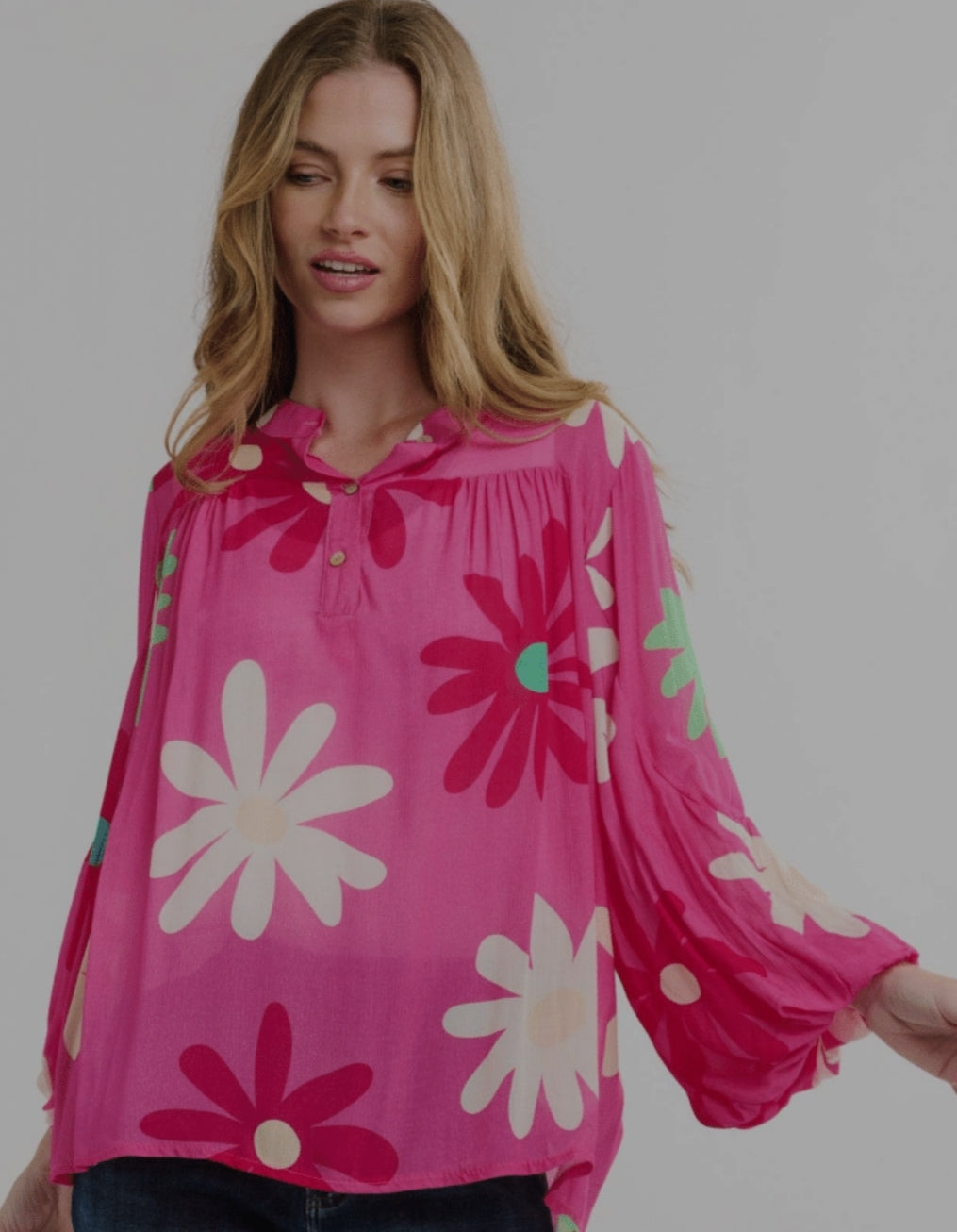 Hot pink daisy blouse - Coastalfunk