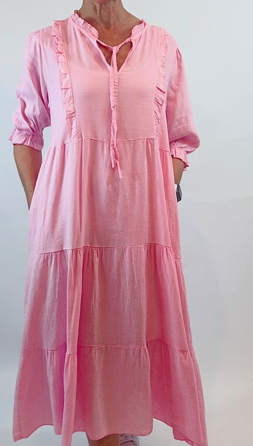 Candy Pink Linen Maxi - Coastalfunk