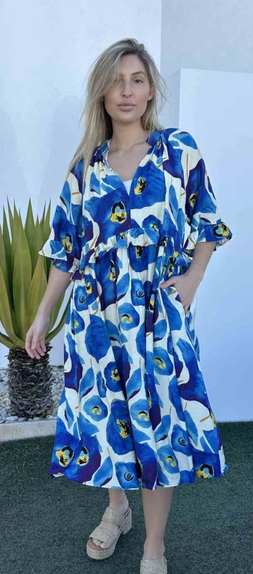 Bright blue dress