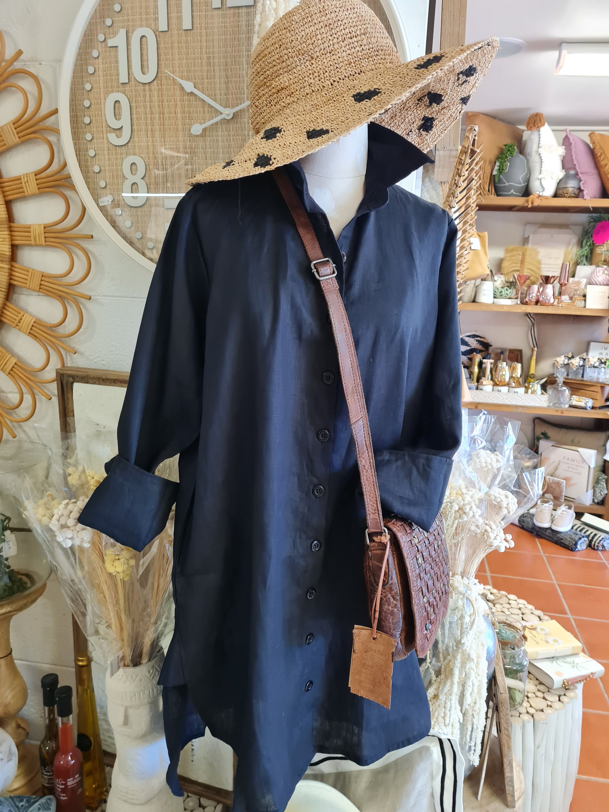 Linen Button Through Shirt Dress - Coastalfunk