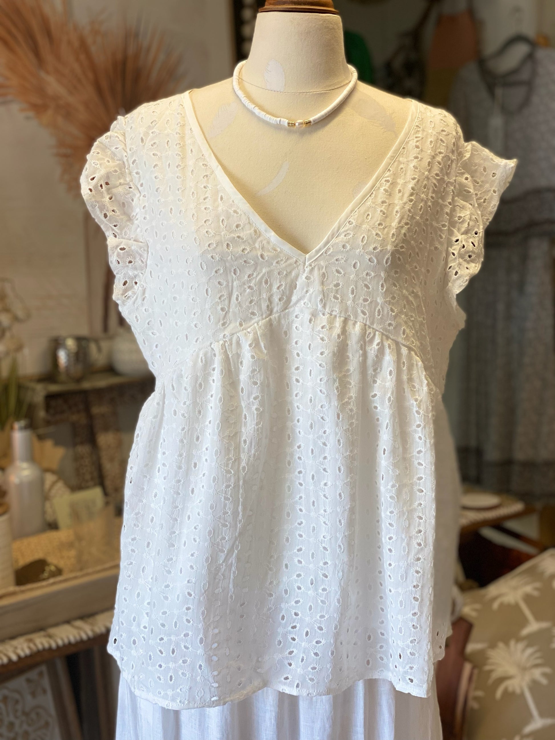Eyelet Lace babydoll top - Coastalfunk