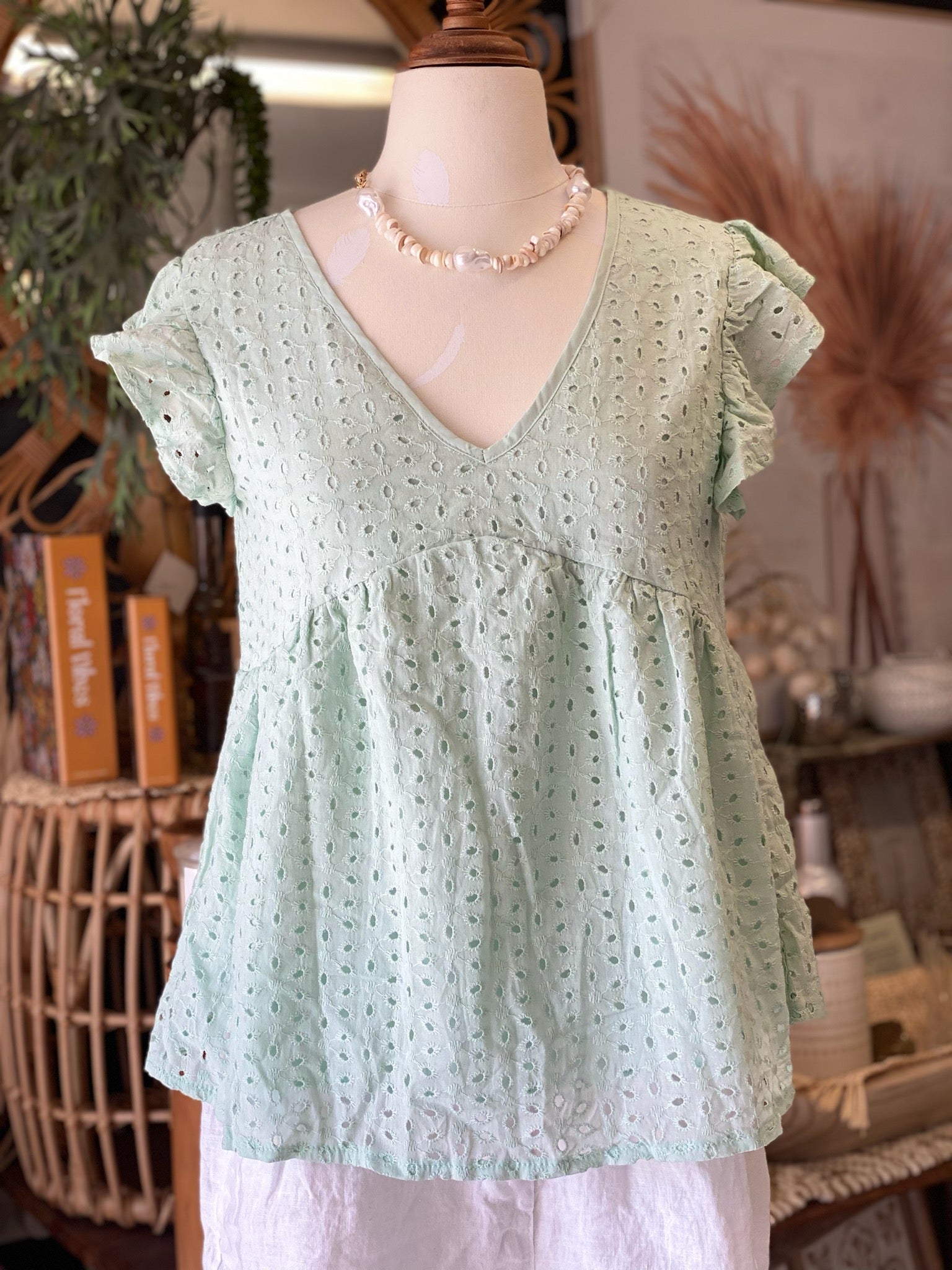 Eyelet Lace babydoll top - Coastalfunk