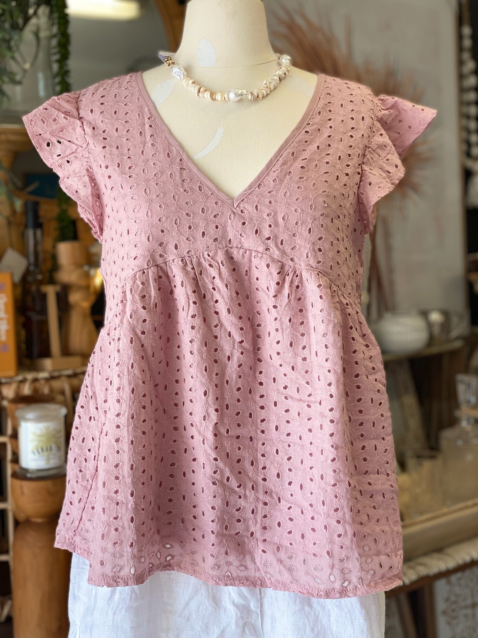 Eyelet Lace babydoll top - Coastalfunk