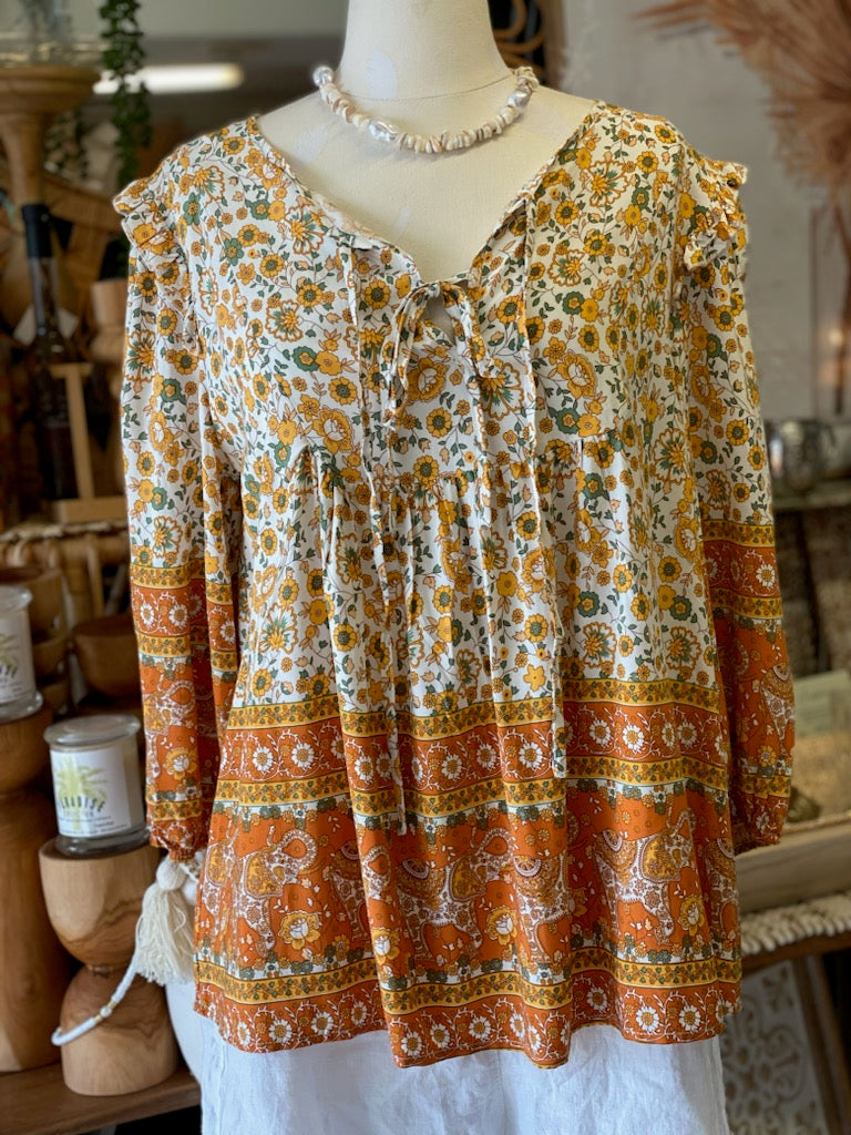 Orange floral top - Coastalfunk