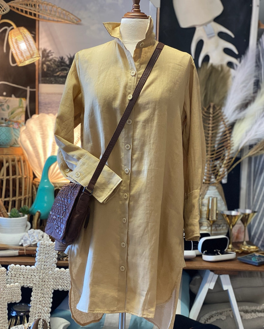 Linen Button Through Shirt Dress - Coastalfunk