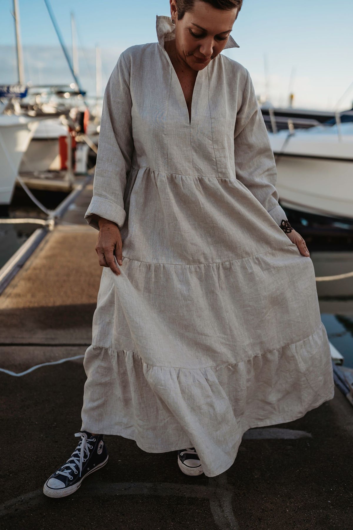 Linen Maxi Dress Sand - Coastalfunk
