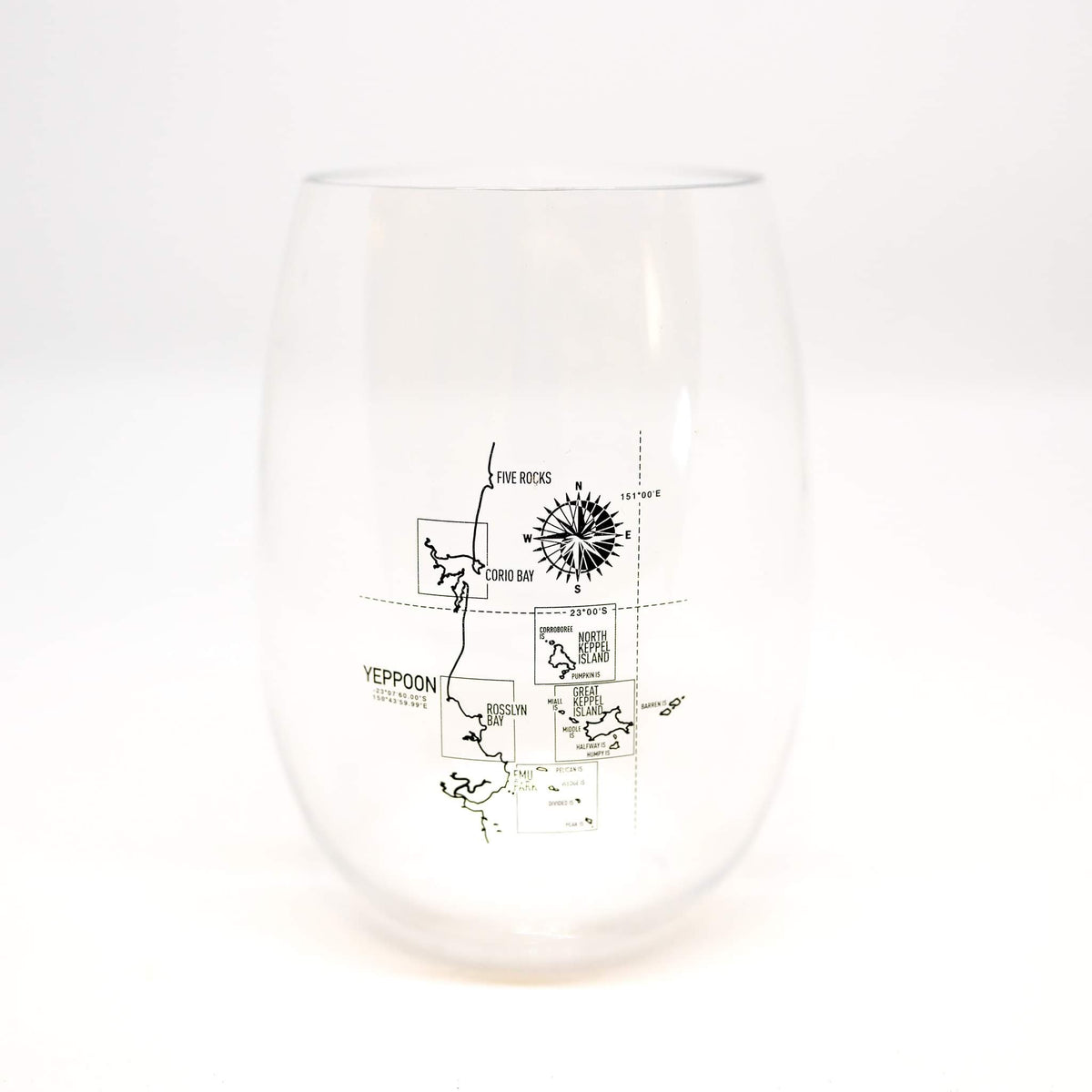 Stemless unbreakable drinkware Yeppoon map - Coastalfunk